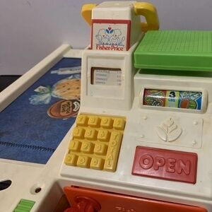 Vintage Fisher Price Magic Scan Checkout Counter & Cash Register Toy #2102